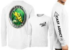 David Dunleavy DMW8054 Cast Addict Peacock Bass/Snook LS Performance Shirts