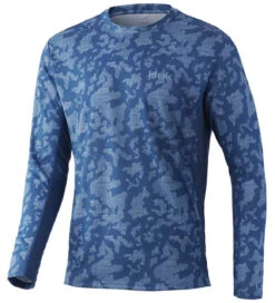 Huk Icon X Running Lakes Long Sleeve Shirt - Titanium Blue - Medium