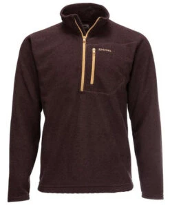 Simms Rivershed Quarter Zip Shirt - Mahogany - Medium